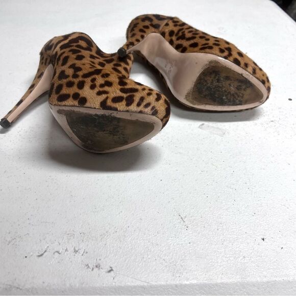 Miu Miu Leopard Print Ankle Bootie Brown Black High Heel 6 1/2 - Picture 5 of 11